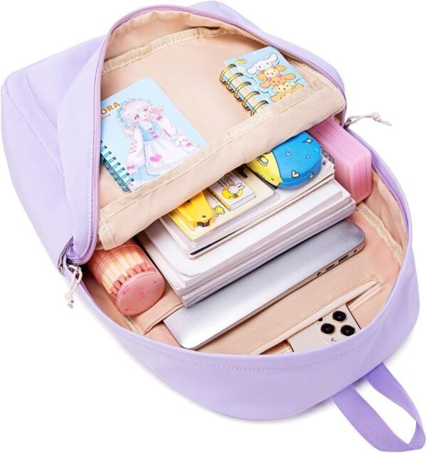 School Backpack for Teen Girls Kids Bookbags Elementary Middle School Laptop Bags Women Travel Daypacks (Purple) - Image 7