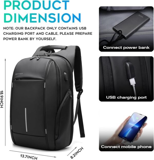 BANGE Travel Backpack,Lightweight Work Backpacks for Men, Laptop Backpack for 15.6Inch, Fashion Backpack for Men and Women… - Image 6