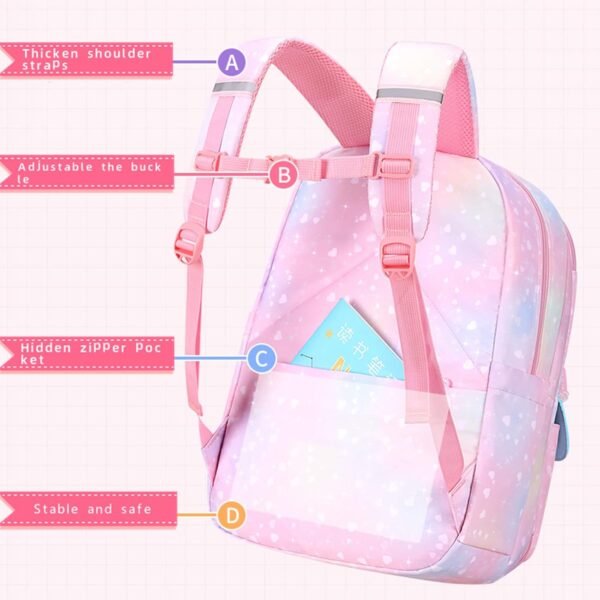 Girls Backpack,Backpacks for Girls,Kids Backpack with Compartments Elementary School Bag For Girls School Backpack for Girls (Pink) - Image 2