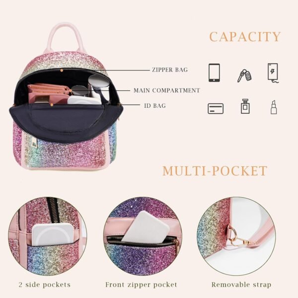 Mini Backpack for Girls, Small Backpack Purse for Women Teens Kids, Cute Mini Bookbag with Coin Purse Gift - Image 5