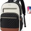 BOSTANTEN 15.6 Inch Laptop Backpack for Women- College Teacher Computer Bag Travel Backpack Purse with USB Charging Port Brown＆Black