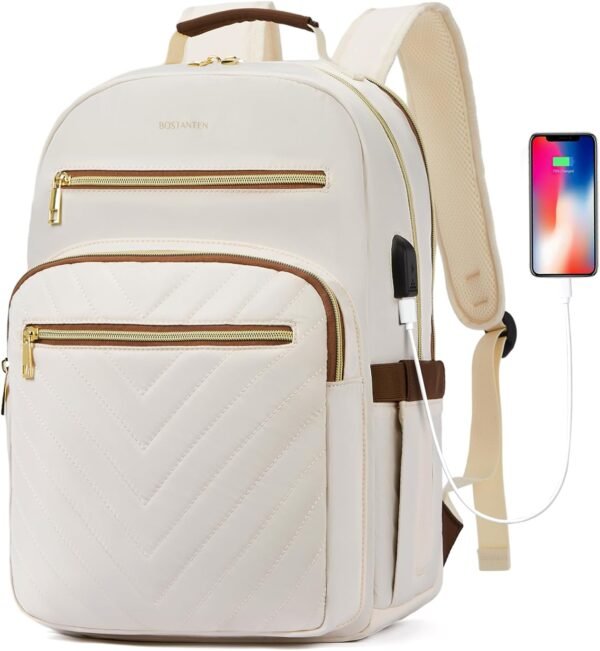 BOSTANTEN 15.6 Inch Laptop Backpack for Women- College Teacher Computer Bag Travel Backpack Purse with USB Charging Port