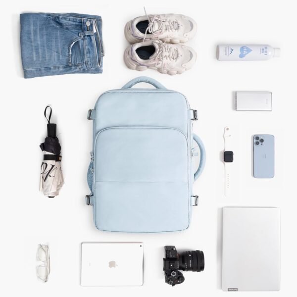 Travel Backpack for Men Women, Carry on Backpack Flight Approved, Personal Item Backpack Bag on Airplanes,Backpacks for Traveling, Travel Essentials,Light Blue - Image 8