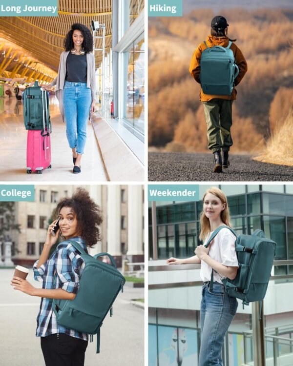INC Travel Backpack For Women Men, Carry on Backpack for Airplanes, Waterproof Personal Item Travel Bag With USB Charging Hole For Travel, College - Image 9