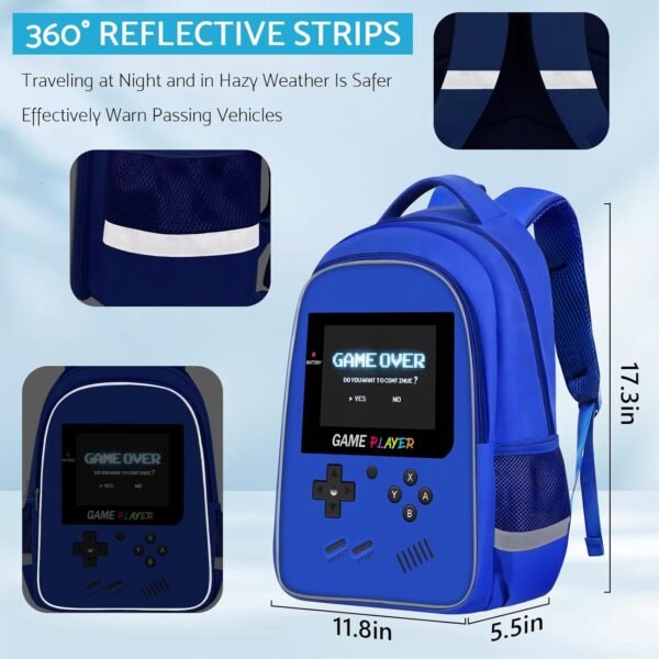 School Backpack For Boys - Gamer Boys Backpack For Kids Children Teens Elementary Middle School - Ages 6-18，17″ - Image 3