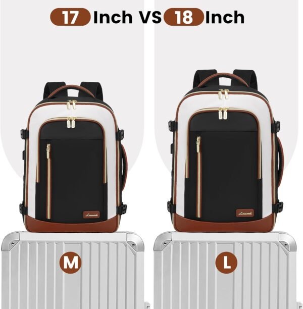 LOVEVOOK Travel Backpack for Women & Men, 40L Carry On Backpack, Personal Item Bag with 3 Packing Cubes, Business Weekender Overnight Luggage Daypack, Fits 17 Inch Laptop, Black Beige - Image 7