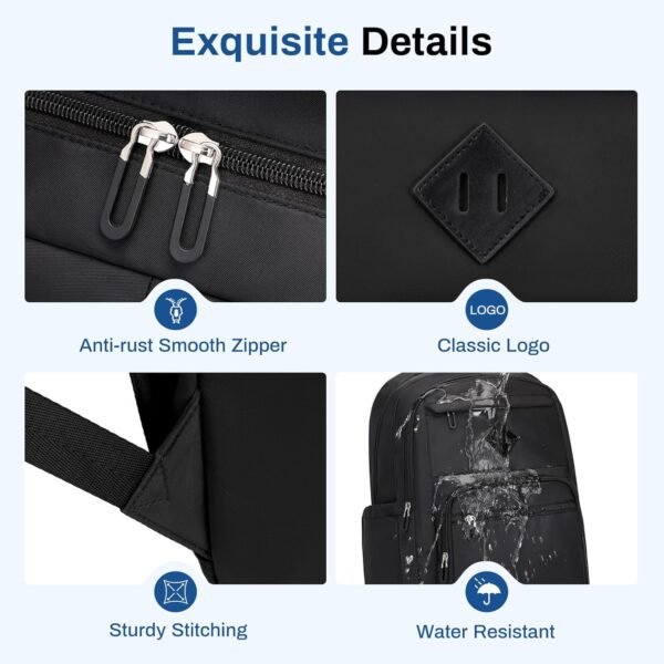 Lightweight Backpack for School, Classic College Backpack Multiple-pocket Bookbag for Teen Boys Girls Travel Backpack with Luggage Strap for Women Men, Black - Image 7