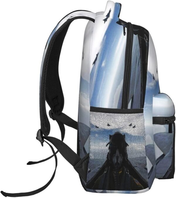 Backpack for Boys Girls Kids, Fighter Pilot Aircraft Airplane Plane Backpack Travel School Bag Bookbag Schoolbag Daypack for Men Teens Children - Image 3