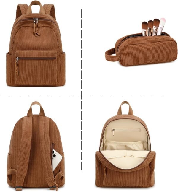 LEDAOU Mini Backpack Set Fashion bookbags with Purse Pencil Case Backpack Wallet Set for Women Teens School Travel Bag - Image 2