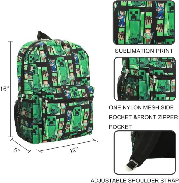 Minecraft Creeper All-Over Print 18” Backpack - Image 4