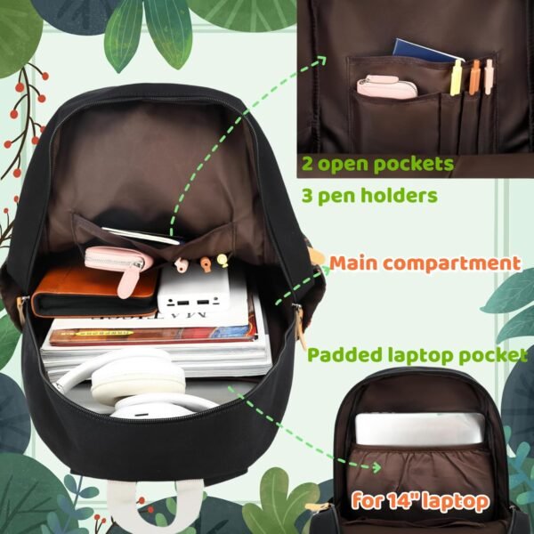 Leaper Canvas School Backpack for Girls Laptop Bag Travel Bag Bookbag Daypack - Image 6
