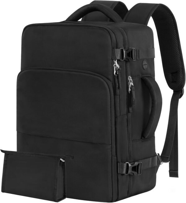 Backpack for Men Women, Black Backpack for Traveling on Airplane, Weekender Carry on Backpack Bag, Personal Item Backpack Flight-approved