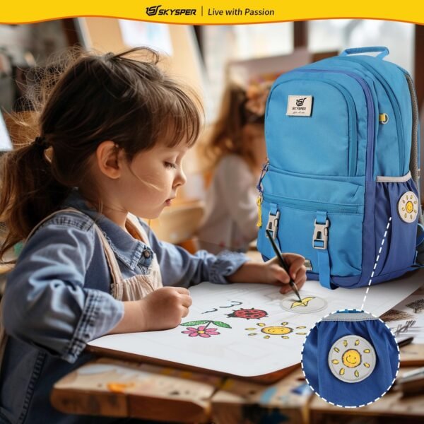SKYSPER Kids Backpack - 18L School Backpacks Girls Multi-compartment Travel Bags Boys Bookbag Teen with DIY Sticker - Image 6