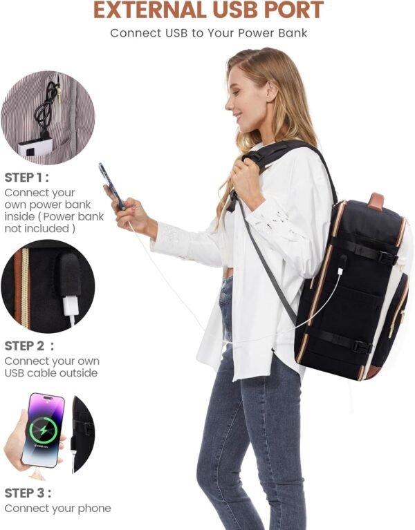 LOVEVOOK Travel Backpack for Women,50L Carry On Backpack for Airplanes,18 Inch Laptop Personal Item Travel Bag,TSA Approved Carry On Luggage,Waterproof Weekender Business Hiking Bag - Image 8