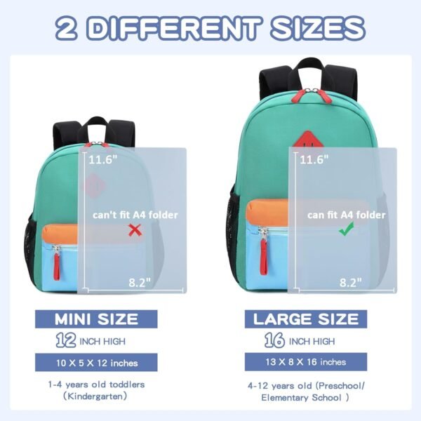 Kids Backpack, 16'' Lightweight School Backpack for Boys Girls,Casual Bookbag for Primary Elementary Middle School,Age 5-14,Lake Green and Blue,Large Size - Image 3