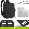 Travel Laptop Backpack, Carry On Backpack for Men Women Airline Approved, Large Waterproof College Business Work Hiking Casual Daypack Bag, Fits 16" Laptop, Black - Image 2