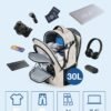 BAGSMART Travel Laptop Backpack, 15.6 inch Anti Theft Laptop Backpack With USB Charger Hole, Water Resistant College bookbag for Women Men, Casual Daily Backpack for travel, Beige - Image 3