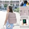 EMPSIGN Laptop Backpack Purse for Women and Men with USB Charging Port, 15.6 Inch Travel Water Resistant Quilted Backpack, High-Capacity 30L Work Business Computer Backpack, Quilted Grey Pink - Image 5