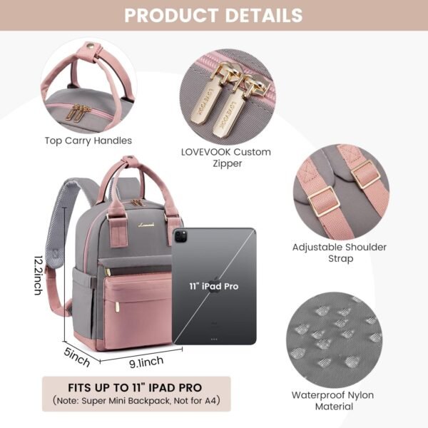 LOVEVOOK Mini Backpack for Women Stylish Waterproof Backpack Purse with USB Port, Cute Bookbag for College School Travel - Image 5
