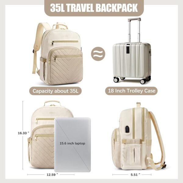 BOSTANTEN 15.6 Inch Laptop Backpack for Women- College Teacher Computer Bag Travel Backpack Purse with USB Charging Port - Image 4