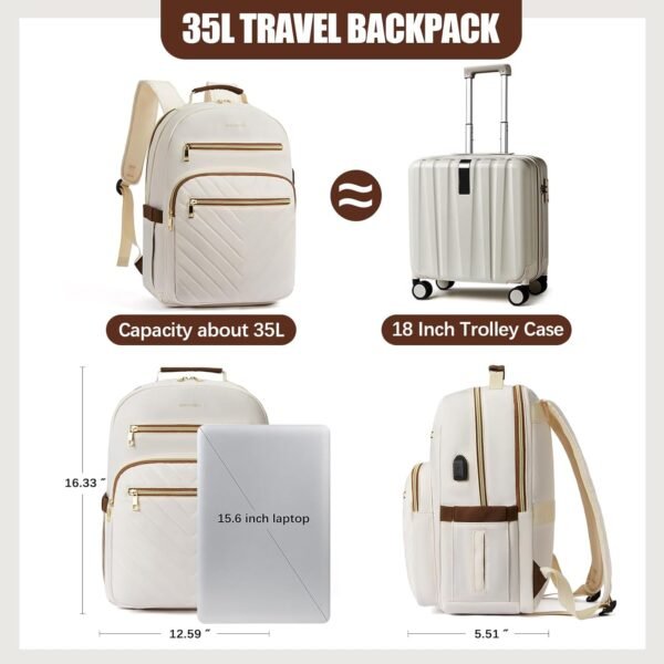 BOSTANTEN 15.6 Inch Laptop Backpack for Women- College Teacher Computer Bag Travel Backpack Purse with USB Charging Port - Image 4