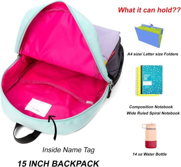 HawLander Preschool Backpack for Toddler Girls, Kids School Bag, Ages 3 to 7 years old, Small, Light Green - Image 4