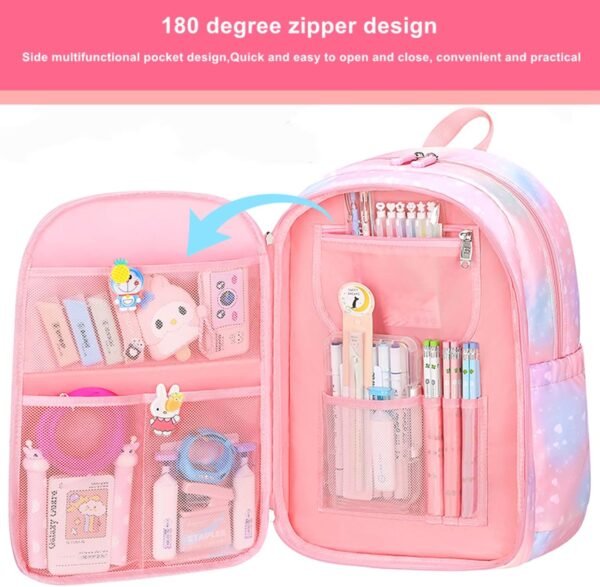 Girls Backpack,Backpacks for Girls,Kids Backpack with Compartments Elementary School Bag For Girls School Backpack for Girls (Pink) - Image 4