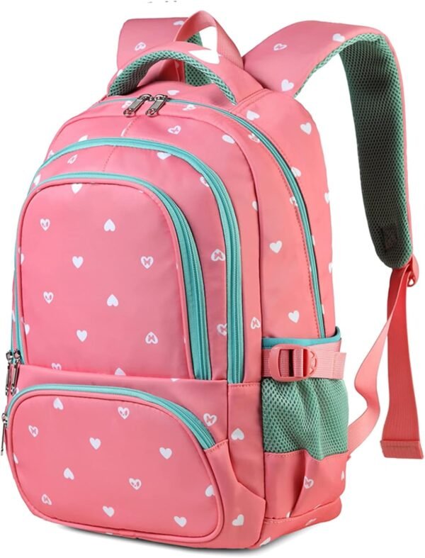 BLUEFAIRY Lightweight Water Resistant Backpack for Girls, Pink, 5-9 Years, Laptop Compartment, Adjustable Shoulder Straps, Breathable Mesh - Image 4