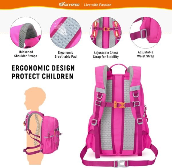 SKYSPER Kids Backpack - 15L Travel Backpacking Small Age 4-6 Ergonomical Design Multi-compartment Breathable Day Pack Preschool Kindergarten Bag - Image 3