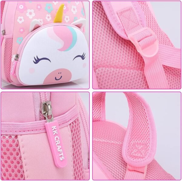 KK CRAFTS Preschool Backpack Toddler Neoprene Animal Schoolbag Lunch backpack for Kids Boys Girls(Floral Unicorn) - Image 6