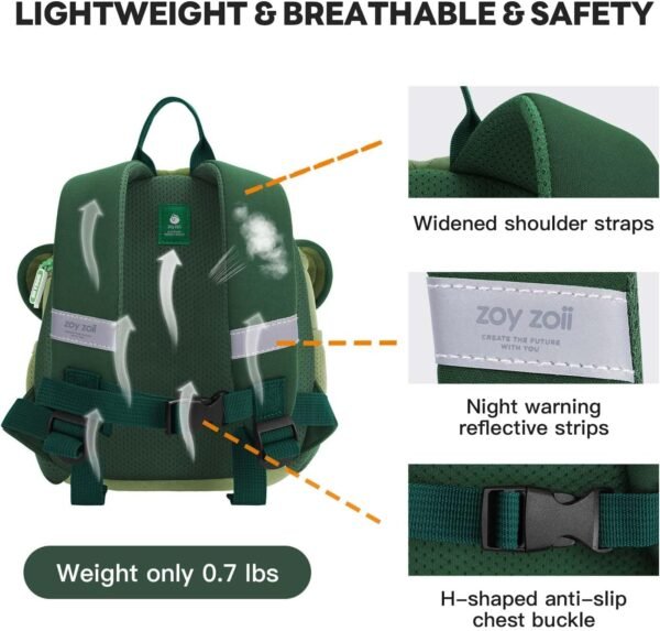 Zoy zoii Kids Backpack Cute Dinasour Gift for Toddler Boy Children Preschool Mini Travel Bag Age 3-6 - Image 5
