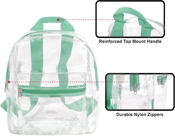 MADISON & DAKOTA Clear Mini Backpacks for Beach, Travel - Stadium Approved Bag with Adjustable Straps - Image 2