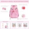 Kids Backpack, Kawaii Printed Girls Bookbags for Preschool, Lightweight School Backpack for Primary and Elementary and Kindergarten, Waterproof Teen Backpacks, Pink/Rainbow - Image 4
