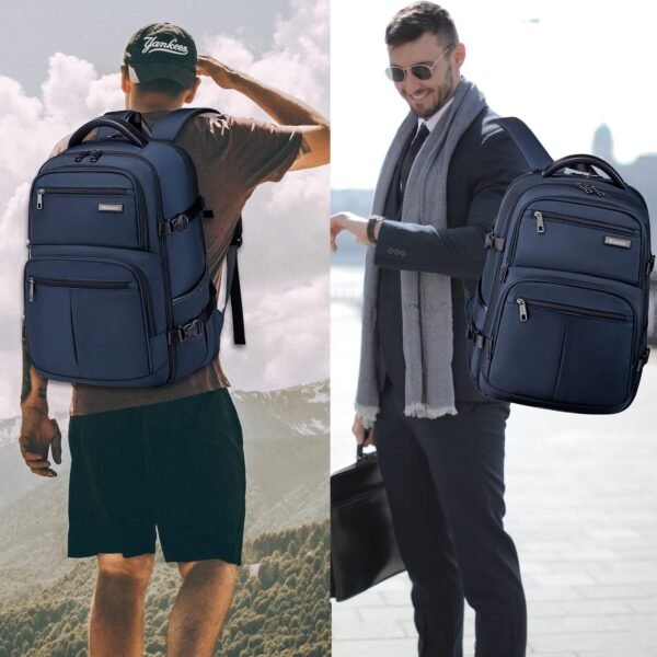 Travel Backpack for Men Women,45L Carry On Backpack Flight Approved,Large Laptop Backpack,Expandable Luggage Backpack Water Resistant Bookbag Daypack Fit 17 Inch - Image 7
