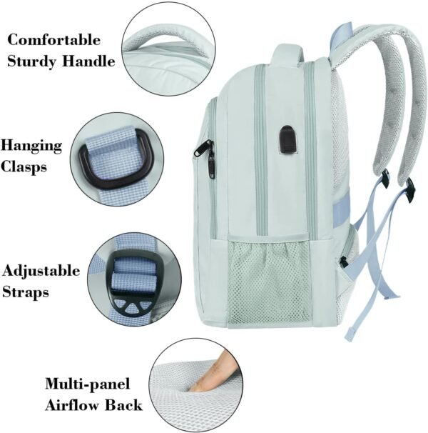 MATEIN Travel Laptop Backpack, Lightweight Anti Theft School Bookbag for Girls Boys and Students with USB Charging Port, Water Resistant 15.6 Inch Computer Bag Sturdy College Daypack Gift for Women - Image 5