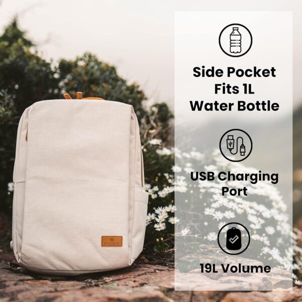 Nordace Siena Smart Backpack with USB Charging - 15.6 Inch Laptop Backpack, 19L Daily Backpack for Travel, Everyday, or Work (Beige) - Image 7