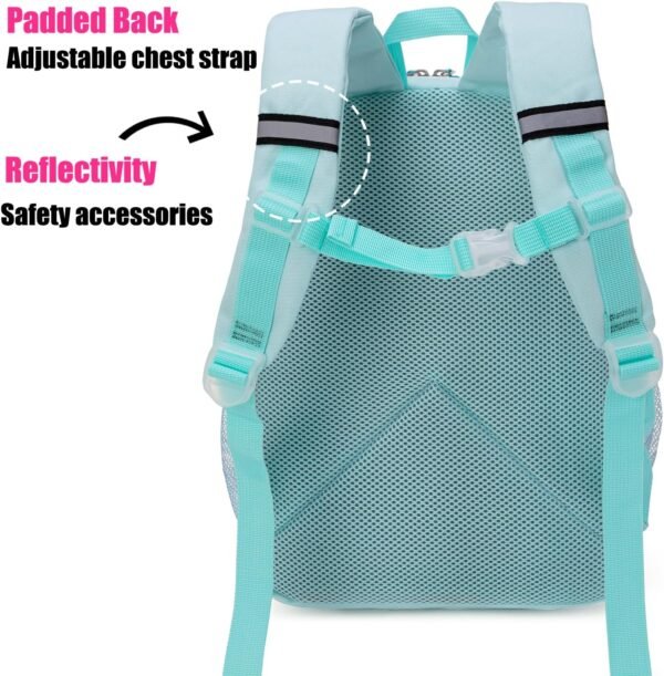 HawLander Preschool Backpack for Toddler Girls, Kids School Bag, Ages 3 to 7 years old, Small, Light Green - Image 3