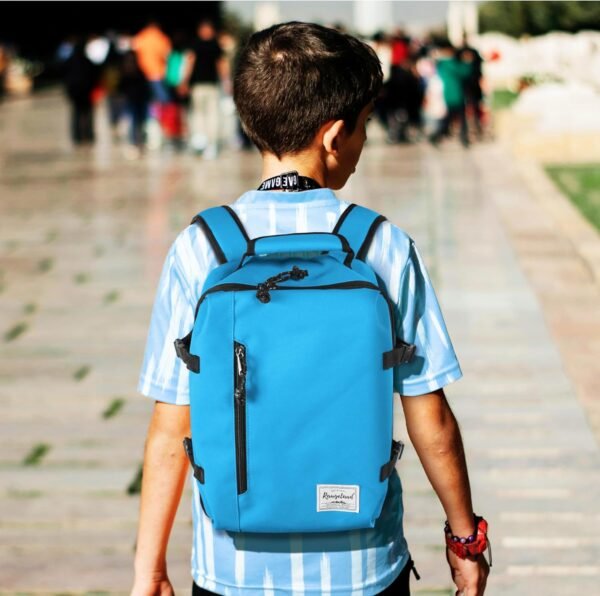 Kids Travel Backpack Suitcase Style Lightweight Carry-On Weekender Bag 10L Daypack with Tablet Sleeve and Chest Strap, Water Blue - Image 7