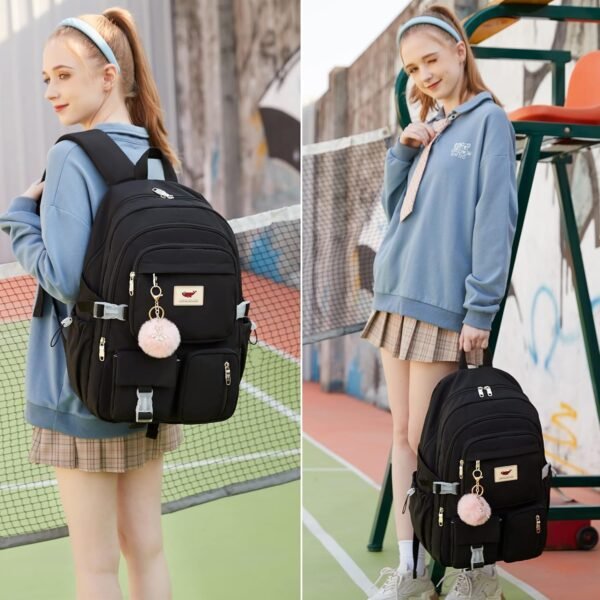LXYGD Laptop Backpack 15.6 Inch Kids Elementary Middle High School Bag College Backpacks Anti Theft Travel Back Pack Large Bookbags for Teens Girls Women Students (Black) - Image 2