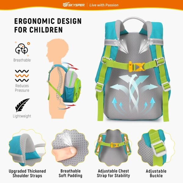 SKYSPER Toddler Backpack for Boys Girls Kids Travel Backpack Preschool Kindergarten Travel Daypack(Green) - Image 3