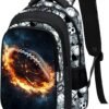 School Backpack for Boys - American Football Boys Backpack for Kids Children Teens Elementary Middle School - 17″ Sport Bookbag Travel Back Pack for Age 6-18