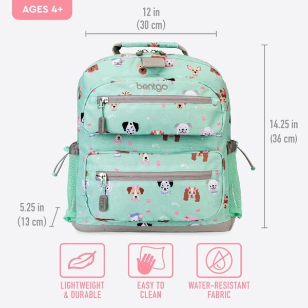 Bentgo Kids Backpack - Lightweight 14” Backpack in Fun Prints for School, Travel, & Daycare, Ideal for Ages 4+, Roomy Interior, Durable & Water-Resistant Fabric, & Loop for Lunch Bag (Puppy Love) - Image 4