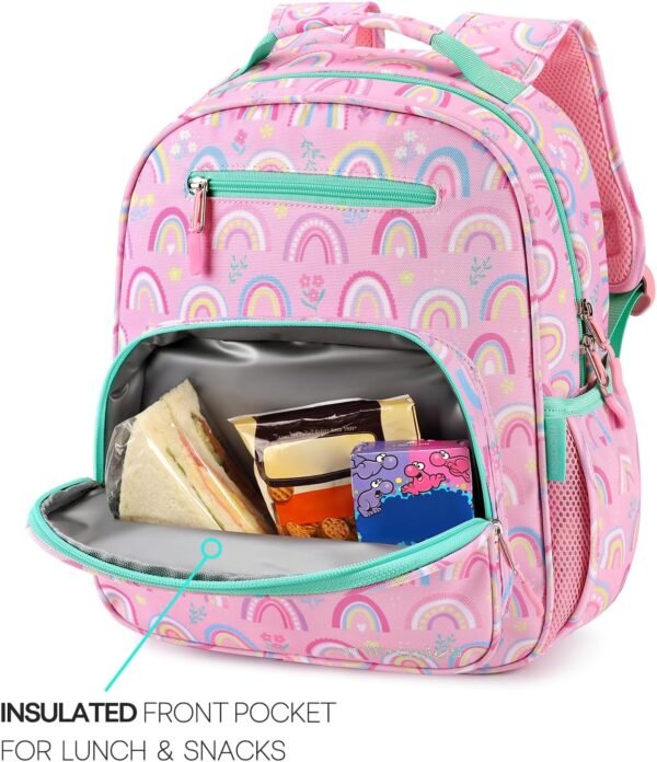 mibasies Girls Backpack for Elementary School, Backpack for Girls 5-8, Lightweight Kids Backpacks for Girls（Rainbow） - Image 3
