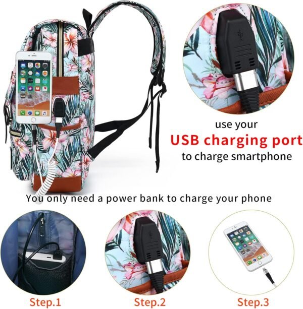 YGR Floral Laptop Backpack for Women, Female, School, Travel, Business, Outdoor Sports, Office, Work - Image 4