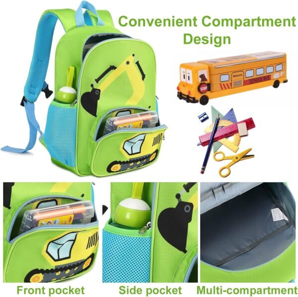 LOIDOU Toddler Backpack Boys 15 Inch Kids Preschool Kindergarten School Backpack Book Bag for Daycare Nursery Travel with Chest Strap，Fits 3 to 8 years old - Image 4