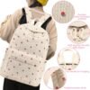 School Backpack for Teen Girls Bookbags Elementary High School Corduroy Laptop Bags Women Travel Daypacks (Strawberry Beige) - Image 3
