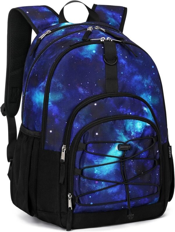 ZORFIN Backpack for School Travel: Bookbag for Girls Boys - Laptop Backpack with Multiple Compartments - Cyberspace Galaxy - Image 9