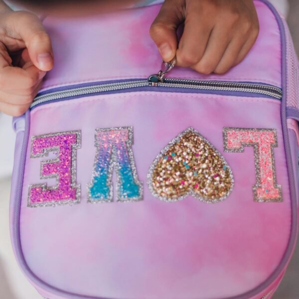 FROG SAC Mini Toddler School Backpack for Girls, Pink Preschool Kids Backpacks, Small Daycare School Bookbag, Tie Dye Glitter Little Girl Travel Back Pack Bag (LOVE - Tie Dye) - Image 3