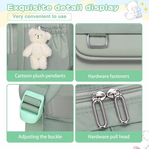 School Backpack for Kids Girls Cute Travel Backapck for College Women Men Casual Laptop Bookbag for Teen Student(Green) - Image 4