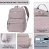 EMPSIGN Laptop Backpack Purse for Women and Men with USB Charging Port, 15.6 Inch Travel Water Resistant Quilted Backpack, High-Capacity 30L Work Business Computer Backpack, Quilted Grey Pink - Image 3